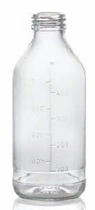 100 ml plasmafles, helder, type 1 geblazen glas